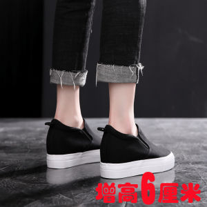 2025 Spring New Lazy Woman Shoes One-Step Canvas Slip-On Casual Low-Top Sneakers Korean Style Flatform round Toe Rubber Sole