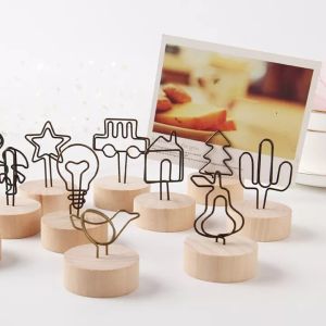 YESPERY Vintage Wooden Desk Notes Folder Clips Wedding Favors Place Card Holder Table Photo Memo Number Name Clips Message Clips