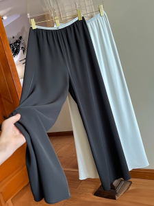 Dài Mùa Hè Rộng Rãi Chân Quần Cạp Chun Mềm Mại Không Khí Mượt Mà Quần Cao Thoải Mái Vòng Eo Ống Rộng Thoải Mái Quần Tây Dành Cho Nữ