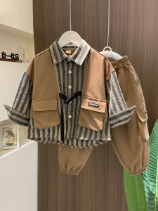 น่ารัก เด็กชายฤดูใบไม้ร่วงฤดูใบไม้ผลิผ้าฝ้ายชุดทำงาน 2 ชิ้นชุด สไตล์เกาหลี เสื้อผ้าเด็กเด็กทารกชุด อินเทรนด์ เสื้อผ้าเด็ก