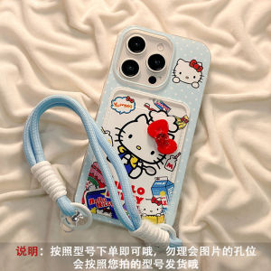 Cute KT Cat Silicone Phone Case with Lanyard Womens Style Protective Cover for Xiaomi 14 Ultra CIVI4PRO 13S pro 12X Mobile Phone Shell