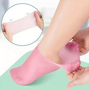 Silicone Moisturizing Foot Socks 2 Pack for Dry and Cracked Feet - with Body Lotion Soothing Massage Pedicure Care Kit