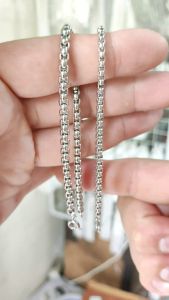 Lắc tay mắt xích nam nữ titan màu trắng không đen gỉ không gây dị ứng nhiều kích thước #hjhjshoptrangsuc