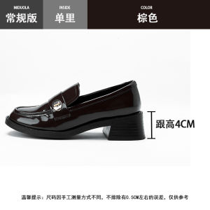 Leather Thick Bottom Womens Shoes Fall Winter Versatile Black British Style Small Leather Shoes Chunky Heel Single Shoes