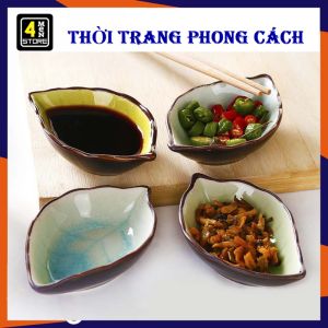 Chén Đựng Gia Vị  Nước Chấm Hình Chiếc Lá Bằng Sứ Cao Cấp - Đĩa Sứ Đựng Nước Chấm Đẹp Mắt Sáng Trọng