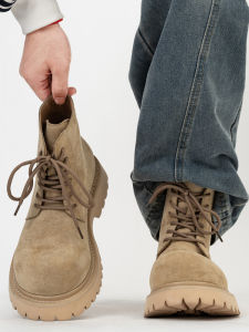 Retro High Top Martin Boots Mens Increased 7cm Big Head Mickey Derby Shoes Thick Bottom Work Short Boots British Style