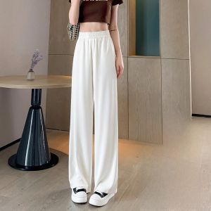 JIANGLU | Plus Size Summer Thin Ice Silk Suit Pants Loose High Waist Casual Wide Leg Slimming Straight Leg Trousers For Women