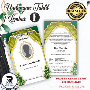 50 Pcs Undangan 1 Lembar Tahlilan / Tahlil A