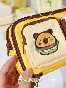 Kapi Burger Pencil Case Large Capacity Multi Pocket Cute Aesthetic Student Stationery Storage Bag School Supplies Organizer