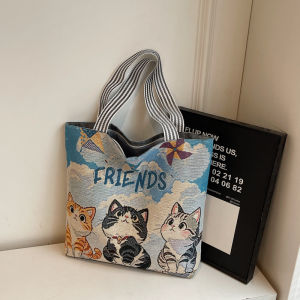 JIFANPAUL | Cute Cartoon Dog Print Large Capacity Canvas Shoulder Bag