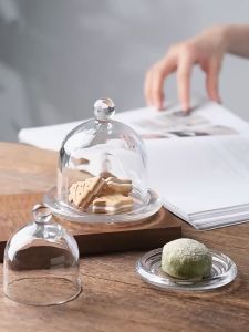 Tempat Kue Mini Cup Cake dengan Stand Kaca Transparan & Dome Cloche Candle Holder