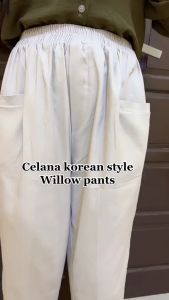 Willow pants Celana wanita Jumbo 45-110 kg celana panjang kulot wanita Bahan Twill premium tebal 7/9