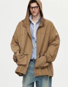 ULD | Boho A-Line Hooded Mid-Length Jacket with Rope Drawstring