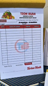 nota custom 1/4 isi 100 gratis dsain ukuran 10x16 nota standar bon ful color Super Digital Printing