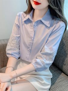 French Lantern Sleeve Shirt Womens Long Sleeve Top Design Sensation Niche Spring Autumn Winter Cotton Commute Style Shirt