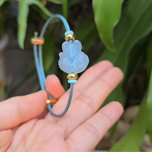 Q1361 Vòng hồ ly Aquamarine xanh dương dây cáp hợp Thủy & Mộc - Phong Thủy TUDO
