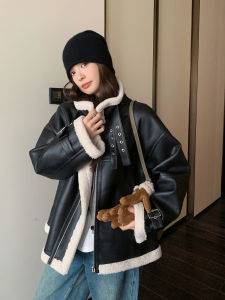 แจ็คเก็ตขนแกะสีดำ ทรงเข้ารูป สำหรับผู้หญิง ฤดูใบไม้ร่วง/ฤดูหนาว แจ็คเก็ตแบบหนา คอตั้ง 2024 แจ็คเก็ตแบบใหม่สไตล์เกาหลี เสื้อเบลเซอร์ขนาดเล็ก