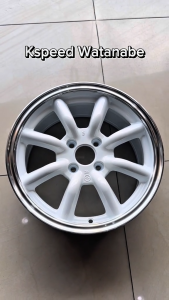 ล้อแม็กใหม่ Watanabe limited Edtion 4รู100 ET35 ขาวขอบกระจก 7-15นิ้ว (ราคา4วง)