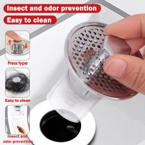 Stainless Steel Sink Drain Stopper Floor Drain Filter Wash Sink Basin Pop-up Core Drain Hair Anti-blocking Strainer Bathroom Kitchen Accessories