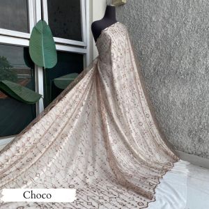 BARU! Tile Bordir Glitter Motif Etnik / Bridesmaid Tile / Tulle Gaun / Broklat Tile Mutiara Murah