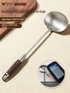 Snainy | Muôi Xào Inox 316 Thực Phẩm Tay Cầm Gỗ Dày