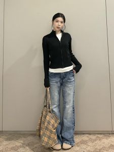 Extended Vintage American Low Waist Bell Bottom Jeans Women Loose Fit Non-Matching Leggings Floor-Length Trousers