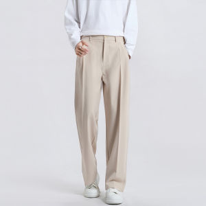 New 2025 Mens Wide Leg Small Western Pants Suit Pants Casual Straight Leg Long Trousers Loose Fit Fashionable Daily Wear