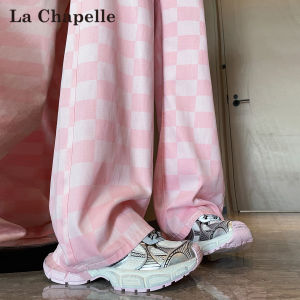 La Chapelle | High Waist Pink Gingham Jeans