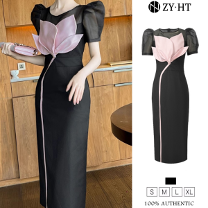 ZYHT EraVogue Womens Dresses Black Dresses Puff Sleeve Dresses Work Dress Hiso Dress Vintage Dress Dress Evening Dress 30917