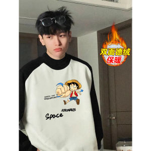 Thickened Half-High Collar Mens Thermal T-Shirt Winter New Fashion Long Sleeve Color Block Dervo Base Shirt Trendy Top