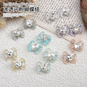 Gentle Icy Glitter Bows Sequin Nail Ornament Butterfly Center Bright Crystal Transparent and Cute Nail Accessories
