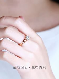 ring women pawnable 18k gold Luxurious Shining Crystal Stone Female Ring Bridal Engagemen Female temperament fashion jewellery