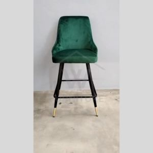 WFURNITURE Velvet Fabric Bar Stool/Modern Designer Bar Chair Gold Leg/High Back Stool /Comfortable barstool Backrest 吧椅