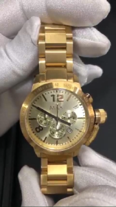 MAX Artisan Classic Chronograph Watches Gold Steel Women Stainless Steel Bracelet Date Display Watch 38mm 5-MAX594