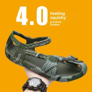 Vietnam Sandals Men Summer Outwear Sports Anti-Slip Beach Black Hole Straw Sandals Outdoor New Arrival Straw Sandals