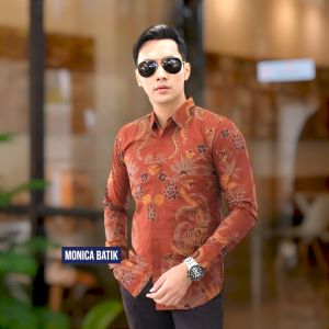 Kemeja Batik Premium Adi Natha Teracotta Slimfit Katun Motif Sanggit - Pria