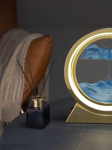 3D Led Bedside Table Lamp Office Desktop Hourglass Art Light Creative Desk Night Light Moving Sand Art Light Decorative Night Lights Hourglass Stand Timer for Home Decor Birthday Gift