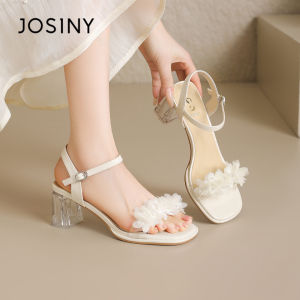 Josiny | French Style High Heel Sandals Coarse Heel Summer Spring Womens Shoes