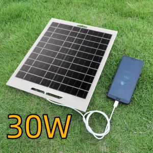 30W 5V Solar Panel With USB Waterproof Outdoor Hiking And Camping Portable Battery Mobile Phone Charging Bank Charging Panel