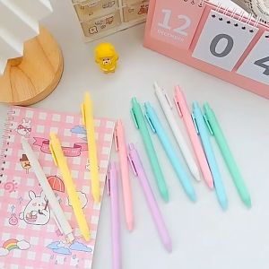 Pulpen Macaron 0.5mm Polos Pena Mekanik Pastel Minimalis Tinta Hitam ATK011