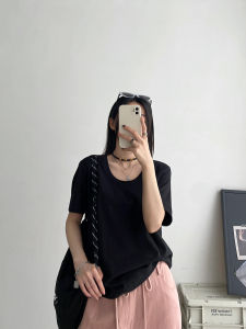 Slimming Loose Short Sleeve T-Shirt Womens Inner Wear Top Fashionable Solid Color Shoulder Width Regular Commute Style Summer Casual Body Shirt