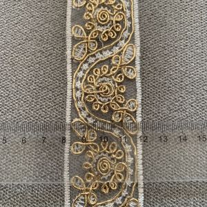 2m/6.56ft Each Pack Gold & Silver Embroidered Lace Trim Sheer Organza Ribbon for Wedding Dresses Crafts Apparel Embellishments