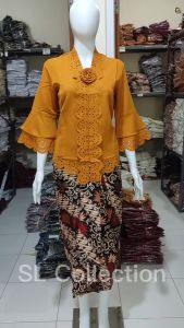 Atasan Kebaya Encim Wanita Dewasa Modern Mewah Lengan Mekar Laser Cut Elegan Cantik Aneka Warna Kekinian Aldora