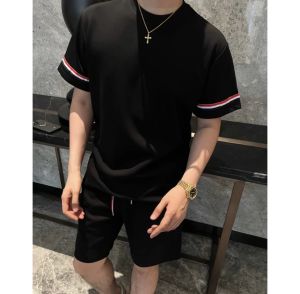 Summer New Retro Three-Color Air Cotton Short Sleeve Shorts Set Mens Fashion Casual Trendy Cool Versatile Style Youth Fit
