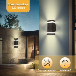 CHENBEN LED Wall Lamp E27 Outdoor Waterproof IP65 Christmas Wall Light Nordic Style Double Headed Cuboid Wall Lighting Replaceable Bulb for Courtyard Garden Porch Corridor