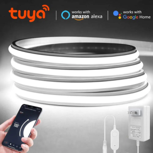 Smart Solid Silicone COB LED Neon Light Tuya APP & Alexa/Google Home APP Voice Control 3 Color Temperature Dimmable Strip