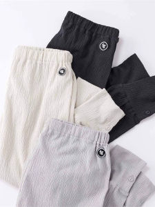 Cool Feeling Sweat Absorbent Quick Dry Pleated High Elasticity Cuffed Pants Casual Pants Loose Fit Straight Leg Natural Waist