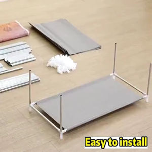 COD Simple 9LAYER Shoe Rack KT Design Steel Tube With Cloth Cover Dust-Proof And Moisture-Proof Storage