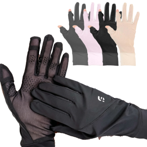 Touch Screen Ice Silk Sunscreen Gloves / Anti-UV Breathable Extended Finger Gloves / Non-slip Highly Elastic Quick Dry Mittens / Thin Lightweight Outdoor Cycling Driving Gloves for Men Women