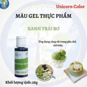 [Chai 28g] Màu xanh trái bơ_Màu thực phẩm dạng gel hiệu Unicorn